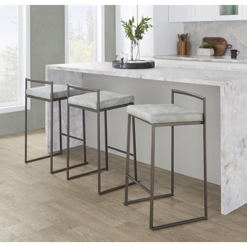Tabouret de bar et de comptoir empilable Ernestine (ensemble de 3), Tabouret de comptoir (siège d'une hauteur de 27 p