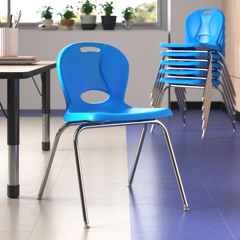 Chaises de classe empilables en plastique avec sièges profilés Structure Series, Bleu, 10 po