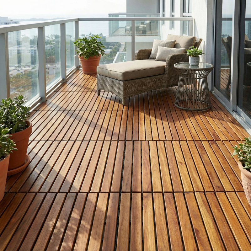 Carreaux de terrasse en bois de teck huilé 12 po x 12 po EZ-Floor