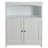  Double Door Bathroom Floor Cabinet with Open Shelf Storage, White