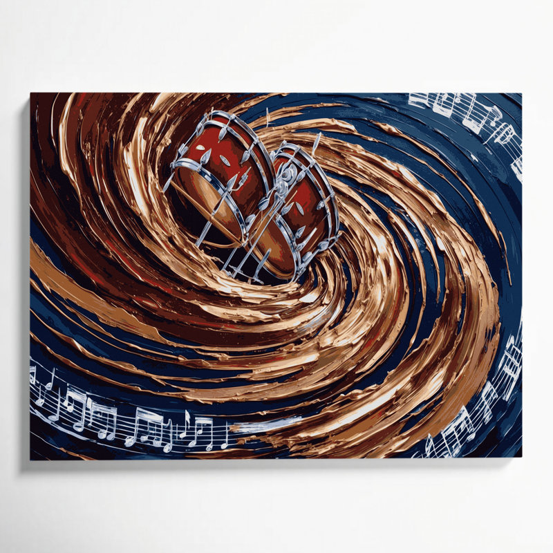 «Music Timpani», art mural sur toile mauve, H 24 po x l 36 po