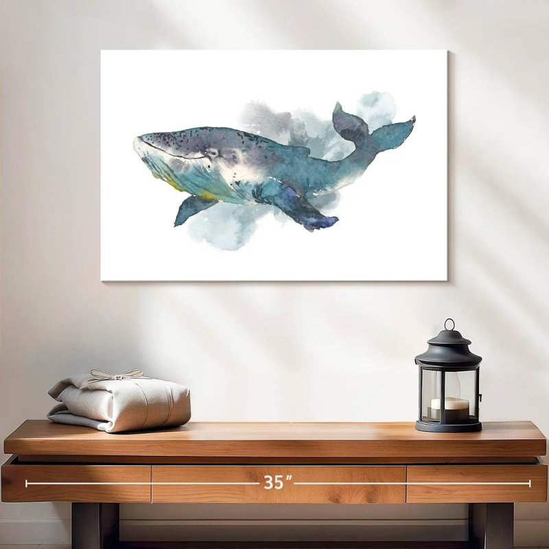 Baleine à l'aquarelle, H 16 po x l 24 po