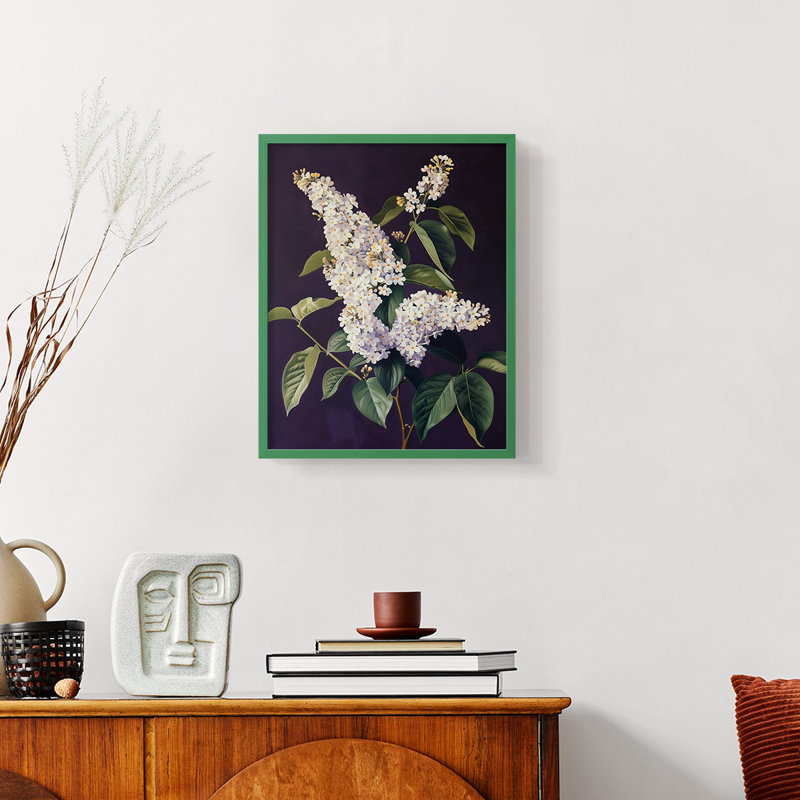Série FLORAL CCXLIV - reproduction encadrée de qualité supérieure - prête à être accrochée - aucun clou requis, Cadre vert