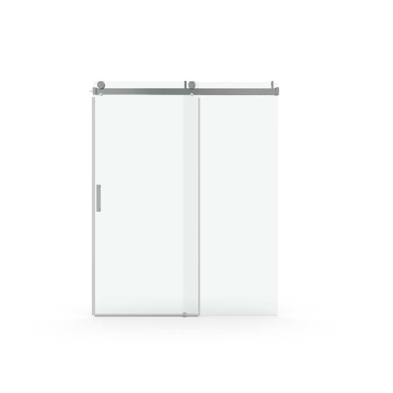 Sliding Frameless Soft-Close Shower Door, Tempered Glass, Brushed Nickel