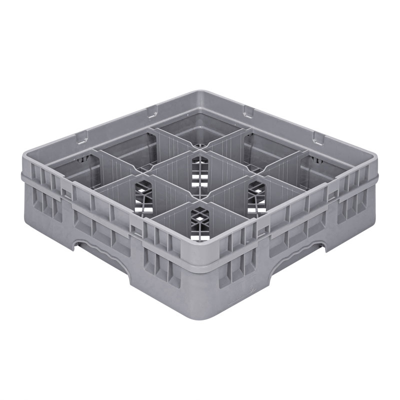  Support en verre Clean Tek Professional à 9 compartiments, 1 plateau robuste et durable, avec 1 support en verre gris à extension complète pour restaurants, bars, cafétérias, cuisines domestiques et pubs