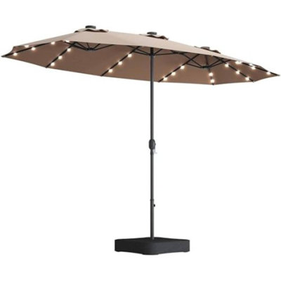 Large 15X9ft Outdoor Umbrella, Double-Sided Rectangular With Light And Base