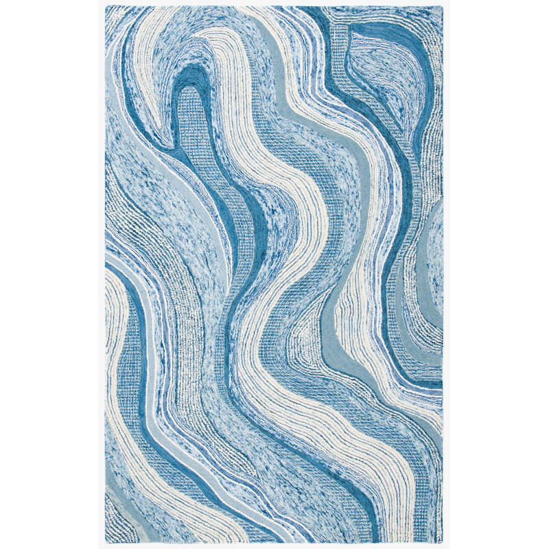 Albrian Hand Tufted Wool And Cotton With Latex Abstract Rug, Rectangle 5' x 8'