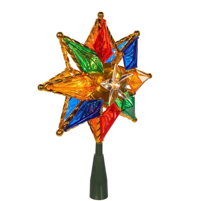 Multi-Colored Plastic 10-Light 8-Point Star Tree Topper