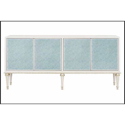 Armoire à console avec perle blanche et argentée avec rangement spacieux Pearl, parfaite pour un décor moderne et élégant.