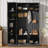Hall Tree with 6 Cabinets, 4 Coat Hooks and Adjustable Shelf-129464710