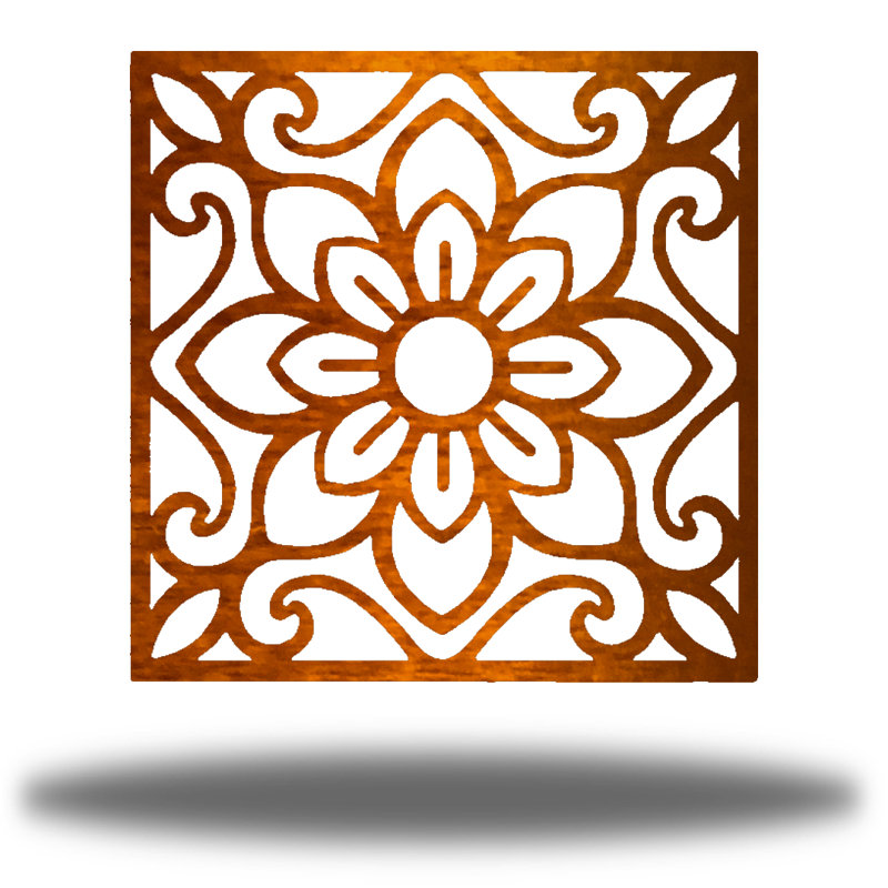 Traditional Plants & Flowers Wall Decor on Metal, 12" H x 12" W x 0.06" D, Brown