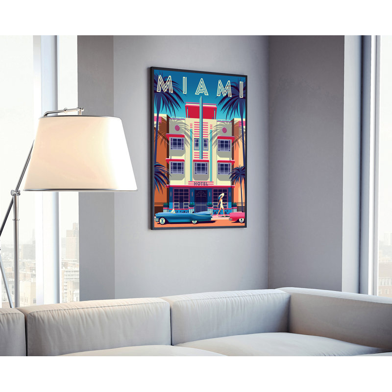 Affiche de voyage de style rétro de Miami, impression rétro non encadrée, art mural maison et bureau, L 24 po x H 36 po