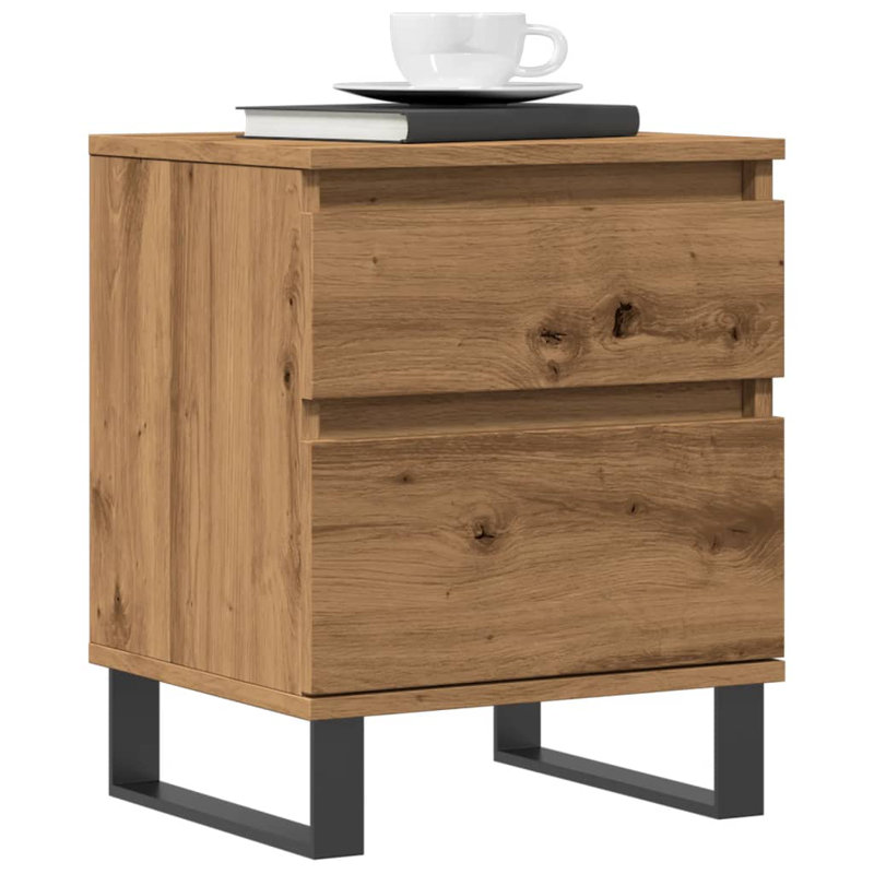 Alicianna 40cm W Manufactured Wood Bedside Table, Artisan Oak