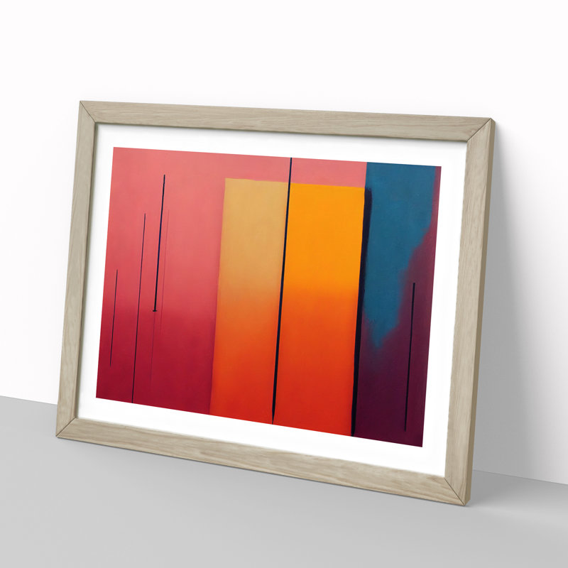 Modern Art Abstract Painting - Framed Print, 46cm H x 64cm W, Oak Framed