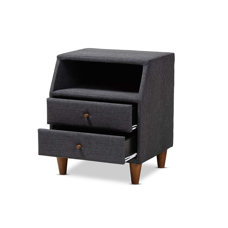 Table de chevet 2 tiroirs Jonesy, Gris anthracite