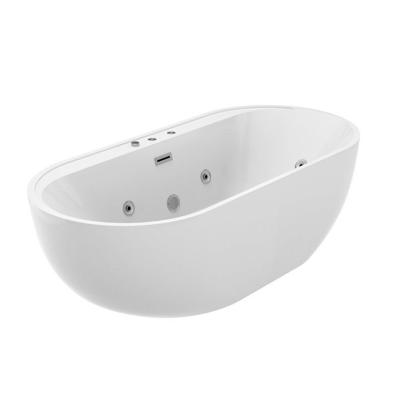 Baignoire de trempage en acrylique 67 po avec 6 jets de massage, 8 bulles d'air et 8 lumières DEL Casainc