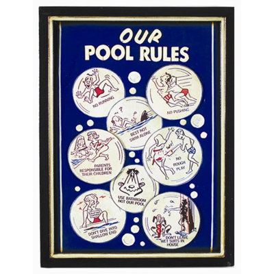 Our Pool Rules Framed Vintage Advertisement By RAM Game Room