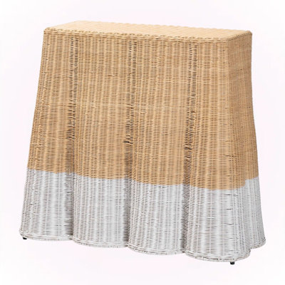 Elita Rectangular Rattan Console Table with Scallops