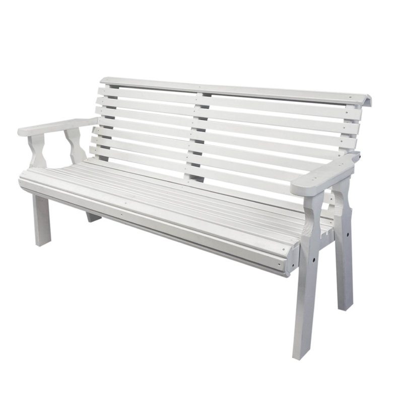 Banc de jardin robuste en bois traité, Teinture blanche semi-solide