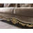 Haben Button Tufted Sofa with 5 Pillows in Light Green, Gold and Black High Gloss