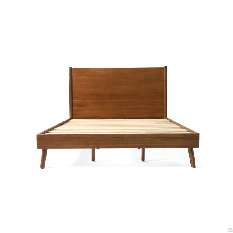 Lit plateforme en bois massif (lit double), Double, Naturel