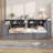 Daybed With Shelves, Trundle, Charging Station, Led, Desk And Upholstered Headboard-1260604470-1259431326