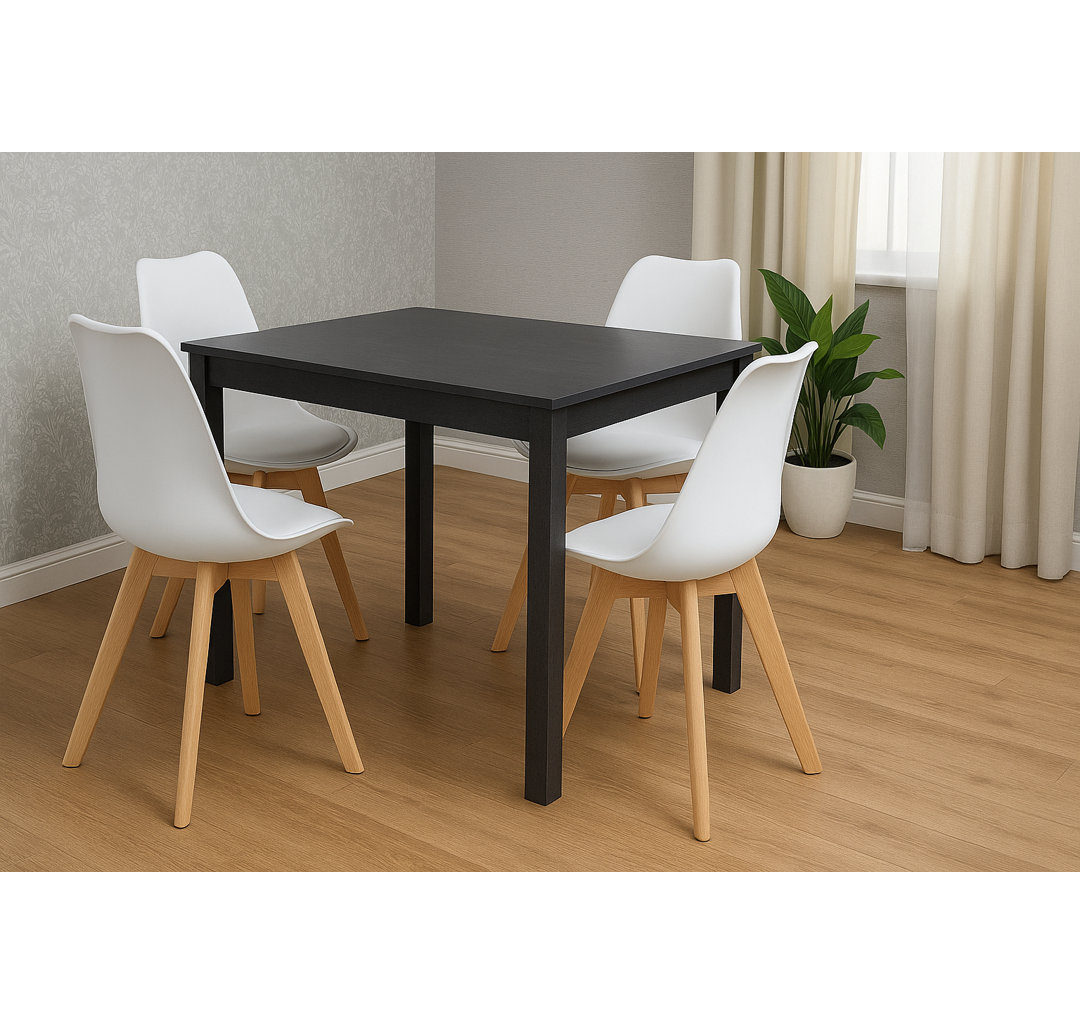 Kosy Koala - Dining Set - 4 Seater - Dark Grey - Wood/Plastic - Image 3