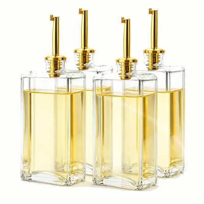 Kitchen Cooking Oil Dispenser Set, 4-Piece Olive Oil and Vinegar Bottles with Dispenser for Home Kitchen Use