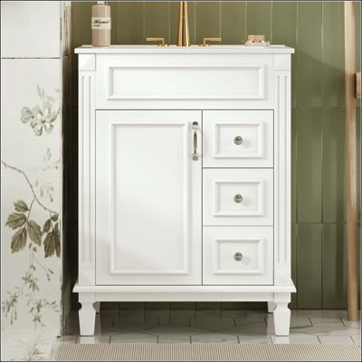 24" French-Style Bathroom Vanity with 2 Drawers