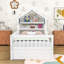Lit en forme de maison de rêve avec structure de style toit et tablette de rangement-312608913-312608915
