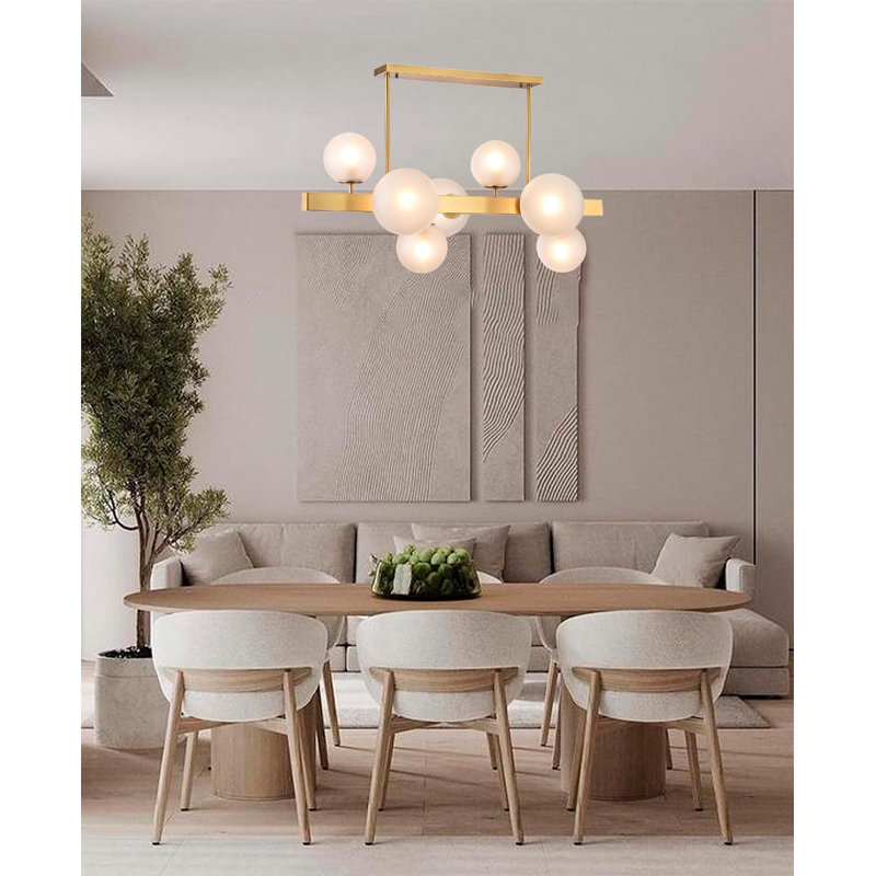 Chamberland Modern 7 Light Gold Linear Chandelier, Gold