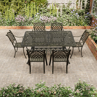 Tsakig 6 - Person Rectangular Outdoor Dining Set with Umbrella Hole by Astoria Grand