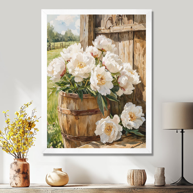 Bartlette - Floral Wall Art, H 20 po x l 12 po, Reproduction encadrée d'une seule photo, Blanc