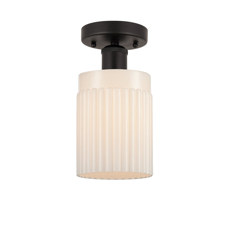 Plafonnier semi-encastré en verre Kamena, Blanc mat, Bronze huilé, H 9,13 po x l 4,5 po x P 4,5 po