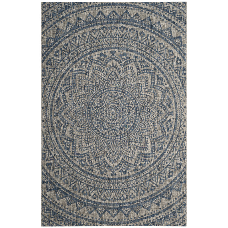 Atlanta Hooked Grey/Blue Area Rug, Rectangle 160 x 231 cm