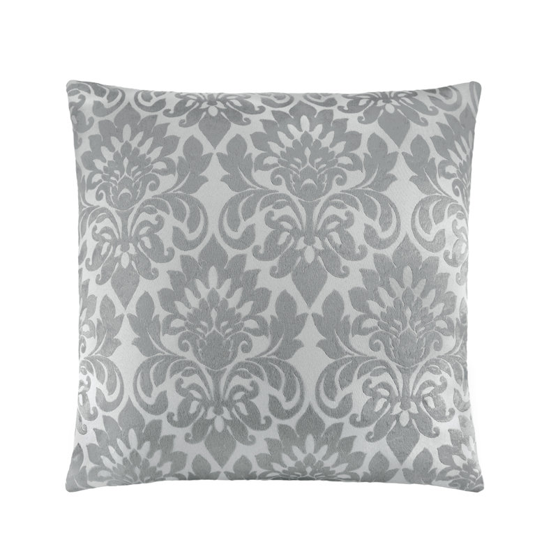 Sutton Damask Reversible Throw Pillow, Silver