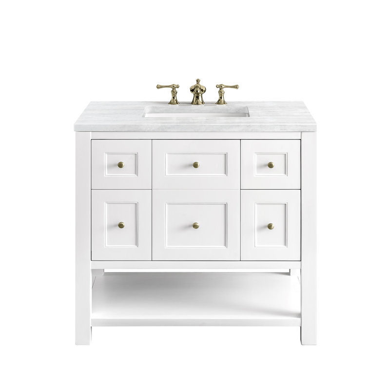 Breckenridge 36'' W Single Vanity, Bright White, Ethereal Noctis, 8" Widespread