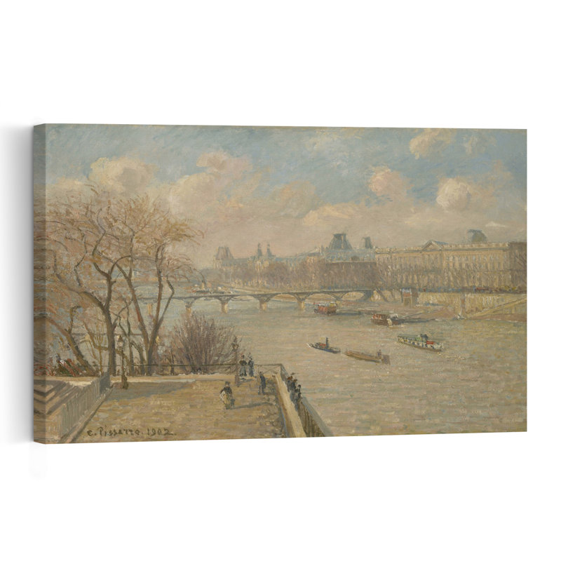 Le Louvre vu du Pont Neuf, 1902. Estampe d'art mural impressionniste représentant l'architecture contemporaine de la ville.