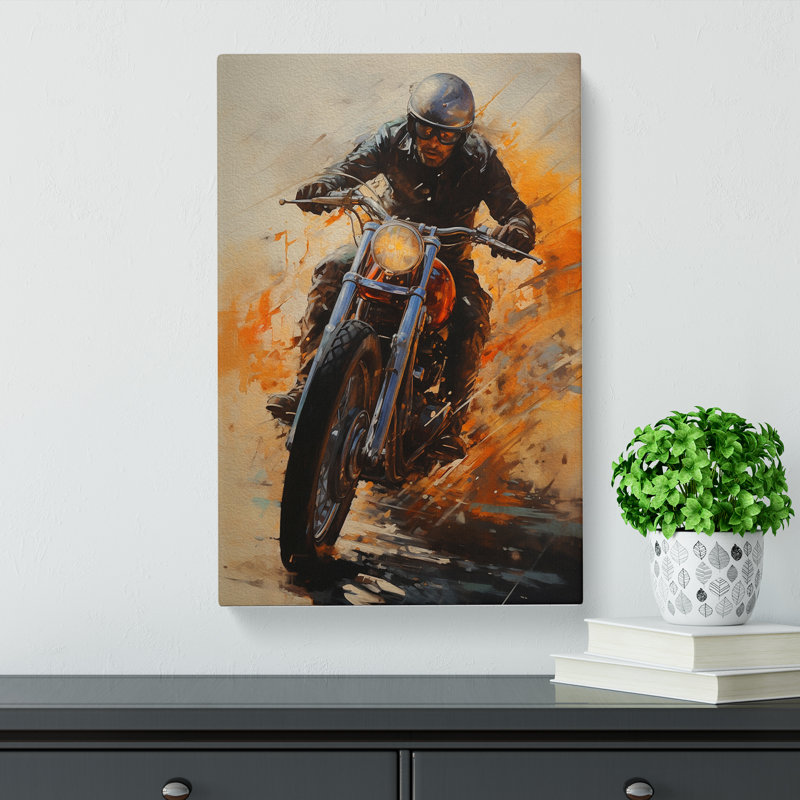 Motorbike Contemporary Art - No Frame Print, 50cm H x 35cm W x 3cm D