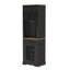 Armoire à café et à vin 69 po avec tiroirs de rangement à DEL noir Farmhouse
