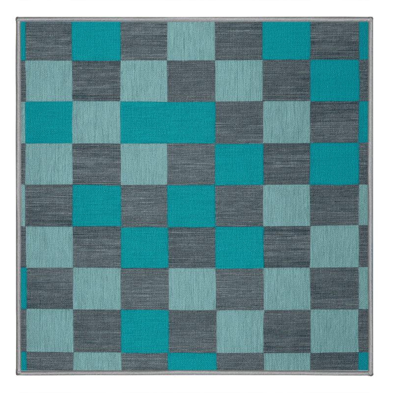 Machine Washable Checkered Gray Area Rug, Square 6'