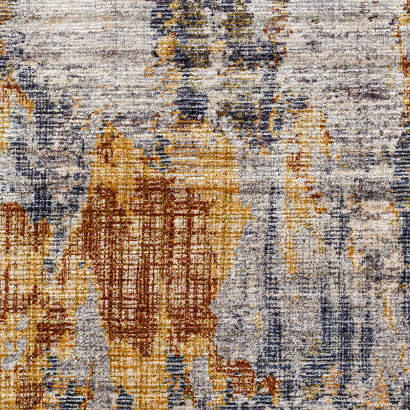 Gray Abstract Synthetic Reversible Washable Rug 2'7" x 4'