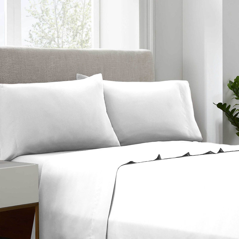 Ensemble de draps en satin 400 fils, Grand, Blanc neige