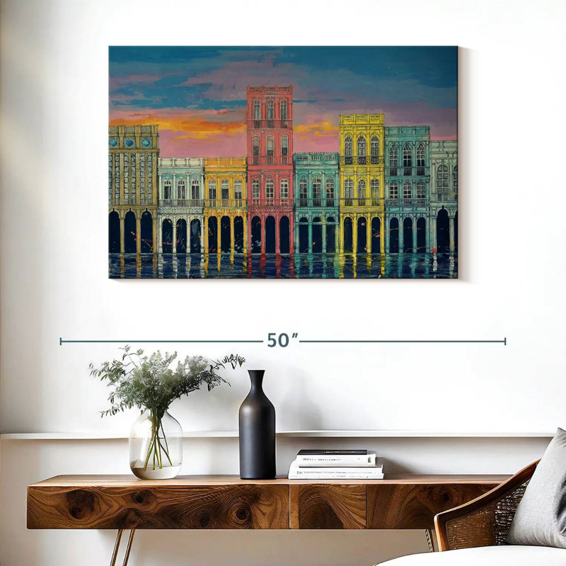 Lilie Cuban Pastel Homes, H 26 po x l 39 po
