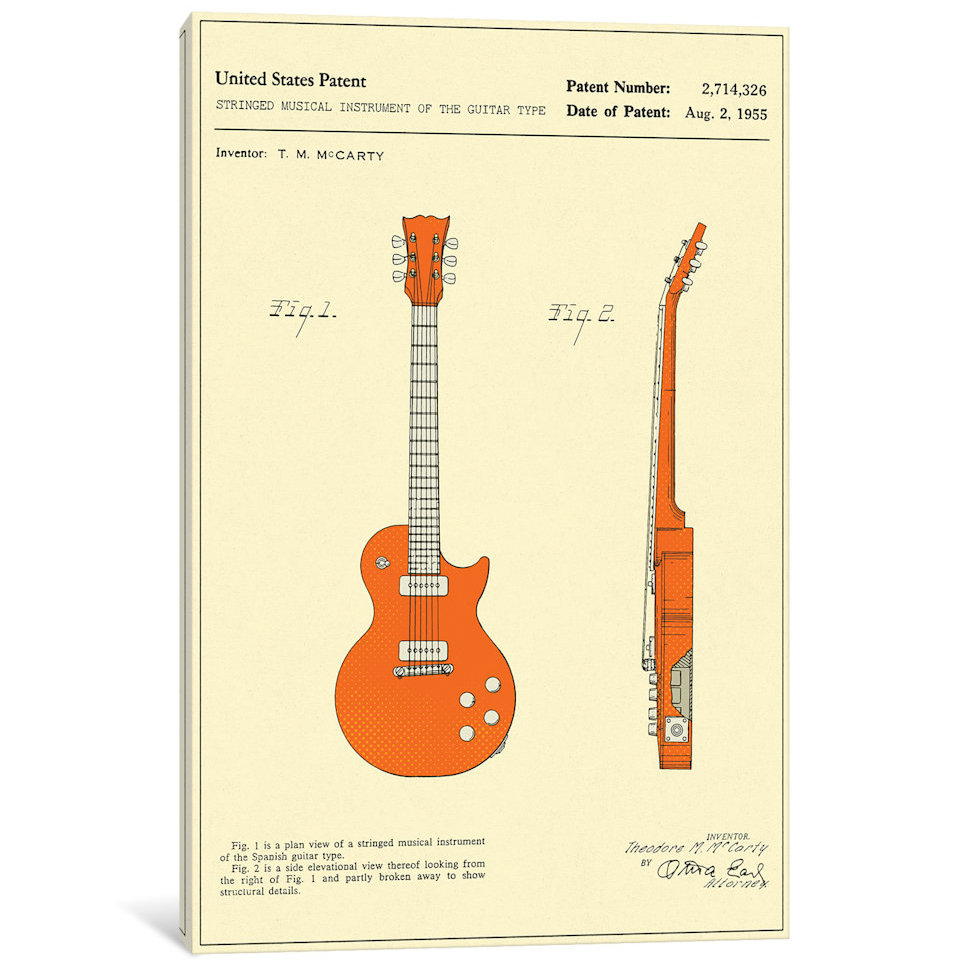 " T.M. McCarty (Gibson) Stringed Musical Instrument Of The Guitar Type ("Les Paul") Patent " by Jazzberry Blue East Urban Home