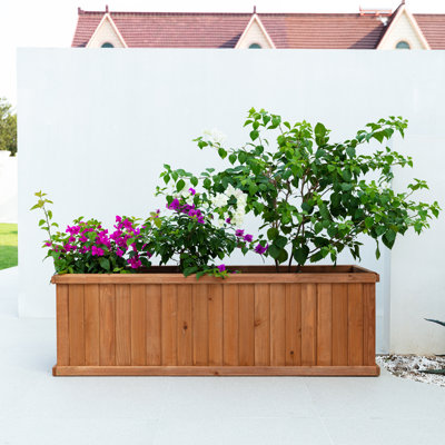 Barros Solid Cedar Rectangular Planter Box with Drainage Holes