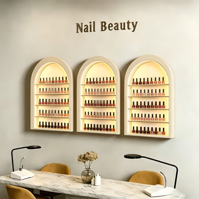 Sulla Salon Display Cabinet Nail Store Wall Mounted Shelf Curved