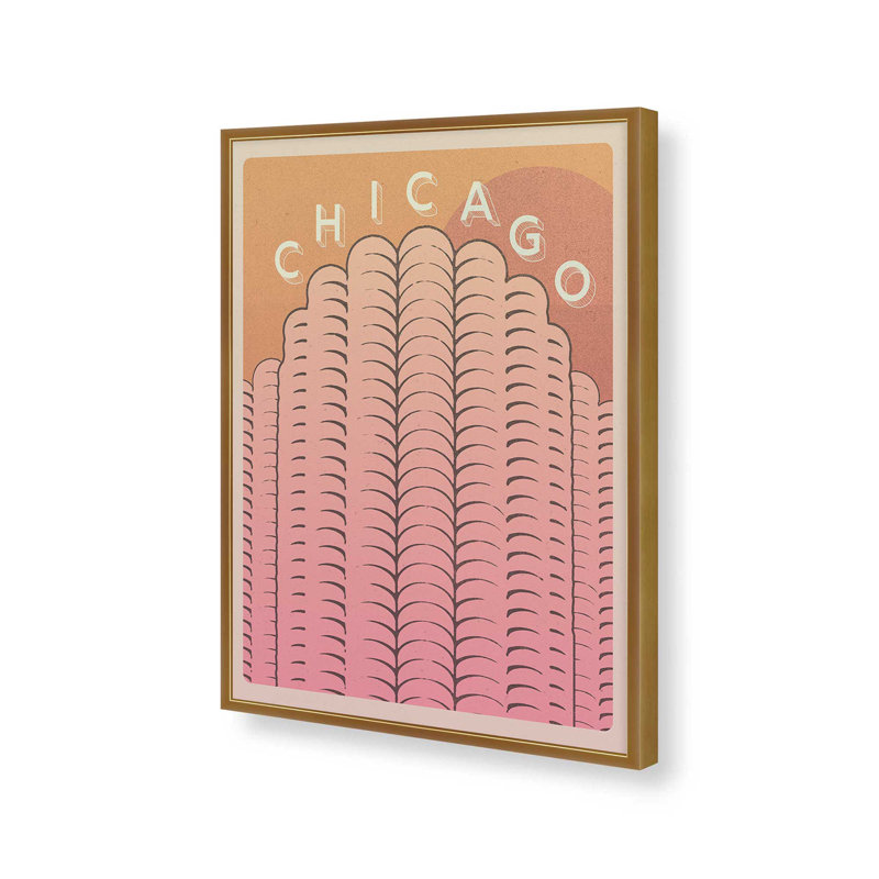 «Chicago Towers» par Deny Designs, reproduction d'art, 16 x 12, Doré, Impression encadrée