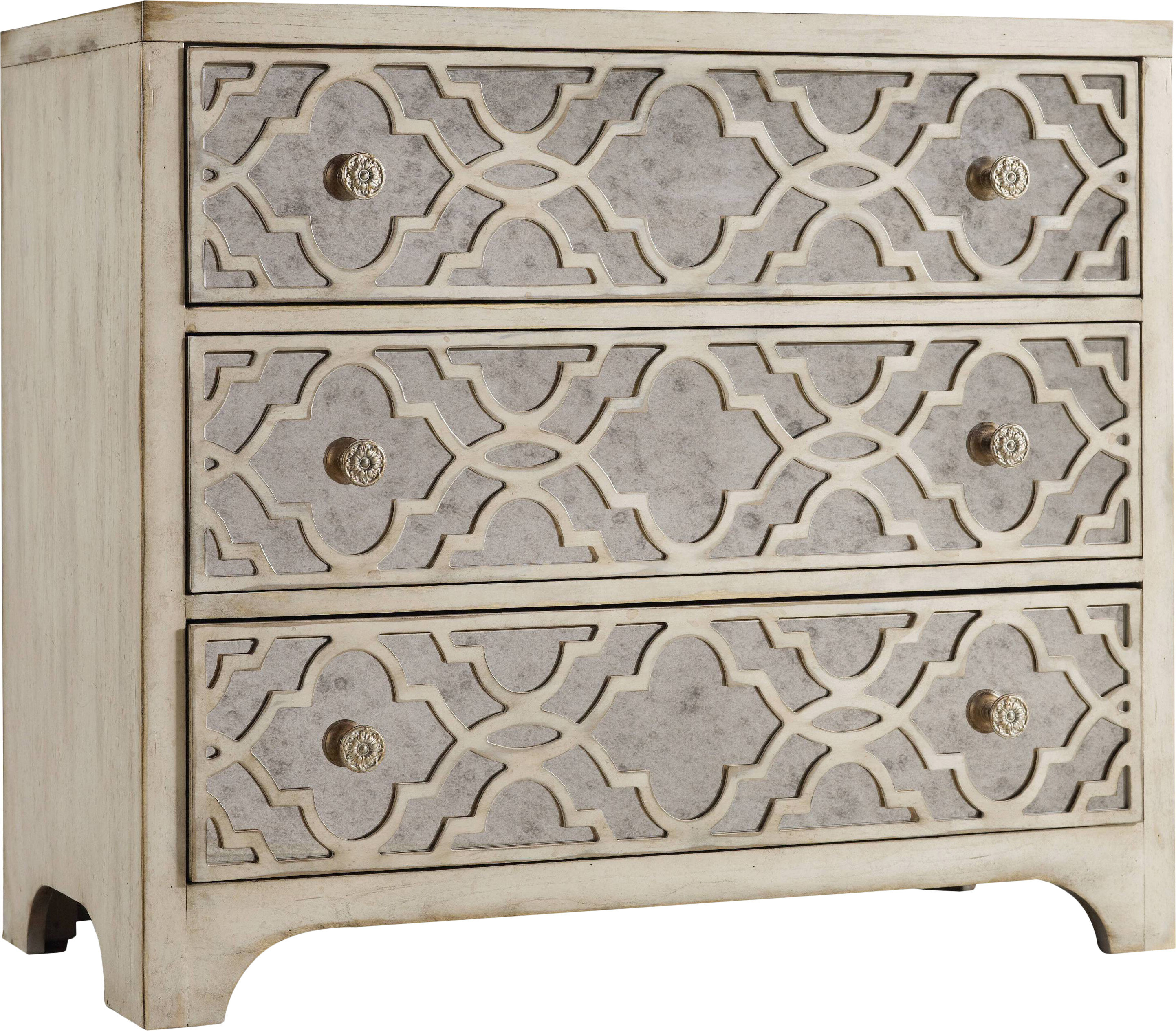 Hooker Furniture Living Room Sanctuary Three-Drawer Shaped Front Gold Chest  3008-85004