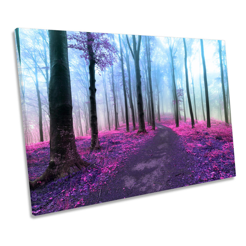 Purple Forest Misty 1 Piece Wrapped Canvas Wall Art, 81.3cm H x 121.9cm W x 4cm D
